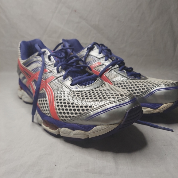 Asics Gel-Cumulus 15 Women 12 Running Training Shoes T3C5N Silver Purple Pink - Picture 2 of 5